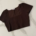 Babaton by Aritzia Sculpt Knit Squareneck Crop Top Women’s Large Chocolate Brown Photo 6