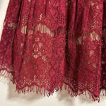 Maeve  Anthropologie lace overlay v neck burgundy blouse valentines Photo 4
