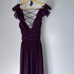 Lulus NWT  Soirée Celebration Purple Ruffle Lace Up Maxi Dress XS Photo 4
