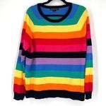 United States Sweaters  Striped Rainbow women’s large Colorful Crew Sweater Photo 0