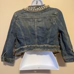 Vera Wang Princess  Pearl Collar Denim Jacket XS Frayed Trim Stretch Chic Feminin Photo 9