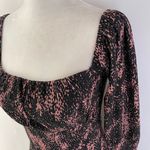Topshop Spot Print Crinkle Long Sleeve Square Neck Mini Dress Pink Black Size 2 Photo 13