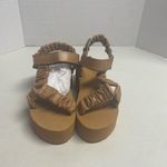 SHOEDAZZLE Taneisa Women’s Rusched Strap Wedge Sandal Size‎ 5.5 Tan Photo 8