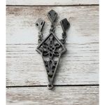 Dark Grey Pendant with Clear Gems Ornate (No Chain Included) Gray Photo 2