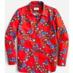 J.Crew NWT Womens Button Down Office Shirt Classic Fit Red & Blue Floral Size 2 Photo 2