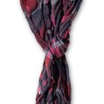 Womens Plaid Scarf Red Purple Gray Fringe Scarf Lightweight Long Photo 1