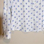 Zac and Rachel  White Blue Star Print Button Down Shirt Womens L Lightweight Fabric Photo 7