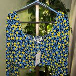 Diane Von Furstenberg  NWT Dover Top Nectarine Medium Sky Blue Top Size 14 Photo 2