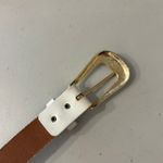 Vintage Robbie Nelson USA White Genuine Leather Golden Buckle Belt Size M/L Size M Photo 3