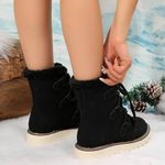NWT ~ Black Faux Suede Fur Lined Lace Up Snow Boots ~ Women's Size 40 (9 Photo 4