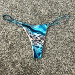 KRISTEN LONIE SWIMWEAR Wild Teal Bikini Bottom Thong Cheeky Sz M Blue Size M Photo 2