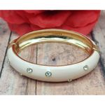J.Crew Beautiful  Gold Tone Light Pink Hinged Bangle Bracelets Crystal Accents Photo 5