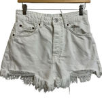 ZARA  womens white denim‎ distressed frayed white high rise shorts size Small Photo 0