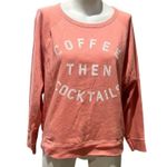 Grayson Threads Women's Coral Sweatshirt "Coffee Then Cocktails" Standard Size L Photo 0