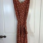 Billabong  Boho Shake It Again Orange Floral Wide Leg Belted Jumpsuit Women Small Photo 0
