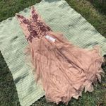 BCBGMAXAZRIA  Floral Embroidered Sequins Draped Tulle Gown Dress in Nude
0 Photo 1