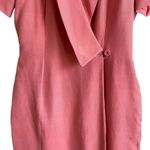 Vintage Gillian Women Silk Shift Wrap Dress 2 Coral Oversized Collar Career‎ Orange Photo 5