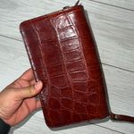 Crocodile women’s Embossed Brown Wallet \ clutch brand new never used Photo 1