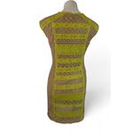 BCBGMAXAZRIA  Lace Bodycon Dress Neon Green & Tan Sheer Crochet Panel Size 4 Photo 1
