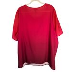 Catherines  Ombre Pink Red Pleated Scoop Neck Butterfly Sleeve Tunic Top 2X Photo 4