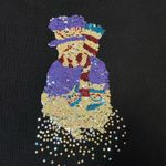 Quacker Factory  Black Snowman Sequined Long Sleeve Sweater Womens Size Medium Photo 1