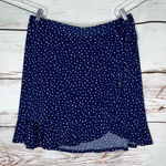 Kaileigh  NWT Size 1X Navy Blue - White Polka Dot Ruffle Trim Giselle Skirt Photo 0
