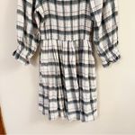 Madewell  Lucie Elbow-Sleeve Smocked Mini Dress Large Women’s Lebaum Plaid ND174 Photo 3