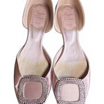 Roger Vivier Pink Satin Flats with Crystal Buckle, EU 37.5 Size 7 Photo 0