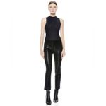 Alice + Olivia Stacy Vegan Faux Leather Ankle Pants Straight Leg Black 10 Photo 1