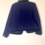 Talbots  Speckled wool faux fur trim Navy blazer size 12p Photo 4