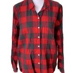 Gap Red Charcoal Gray Buffalo Plaid Flannel Button Down Shirt Size Small Photo 0