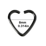 Tiny Heart Stainless Steel Fixed Hoop Black Photo 2