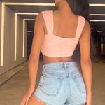 Lulus Adrenaline Ruche Blush Pink Mesh Drawstring Ruched Crop Top Photo 1