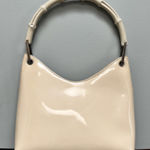Gucci Vintage Bamboo Shoulder Bag in Grey Patent Leather Photo 0