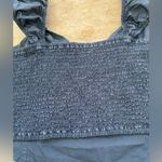 Aerie  Women’s Sz L Charcoal Gray‎ Woven Cap Sleeve Corset Top Photo 9