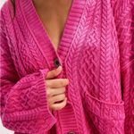We The Free Washed Ashore Cable Knit Cardi Hot Pink Combo Photo 3