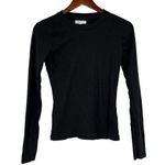 Madewell black place scoop neck plain solid black long sleeve top rib size small Photo 0
