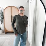 Free People  Dark Olive Green Ruffle Long Sleeve Top Photo 9