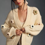 Anthropologie Duchamp The Susannah 3D Flower Cardigan Sweater Photo 0