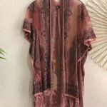 Whimsical Ethereal Pink black brown sheer kimono cardigan jacket fringe tassels #boho #hippie #indie #whimsygoth #fairycore bohemian festival cottagecore Size XL Photo 0
