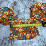 ZARA  Orange Floral Crop Top Short Bubble Puff Sleeve shirt smocked NWT medium Photo 7