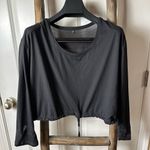 Womens P'tula Black Long Sleeve Workout Crop Top Mesh Back Size Medium Photo 3