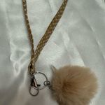 Handmade  Brown and White Polka Dot Wristlet Keychain with Light Brown Pompom Photo 0