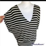 Alice + Olivia   Striped Black/White Ruched Side Dress- Size Medium Photo 1