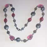 Dark Metal Gunmetal Gray Red Purple Beaded Boho Necklace Photo 2