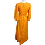 Faithfull the Brand Faithfull La Mia Maxi Dress Women’s Size 4 Orange Puff Sleeve Tie Cut Out Photo 5