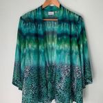 kim rogers 🏷️  Sheer Open Front Cardigan Cheetah Print Blouse XL Photo 0
