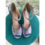 Urban Outfitters  chunky heel shoes open toe ankle strap suede grey size 7 Photo 2