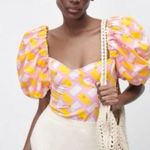 ZARA Puff Sleeve Printed Poplin Bodysuit Photo 1