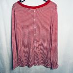 Splendid  Red and White Striped Long Sleeve Button Back Shirt Photo 1